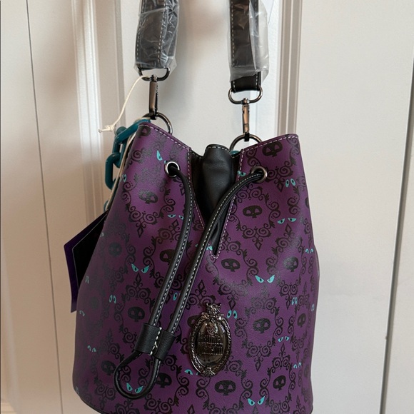 Haunted Mansion Purple Loungefly Glow in the Dark Crossbody Bucket Bag - Picture 1 of 6